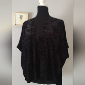 Cardigan Annianna Style Velvet Color Black Size Medium Open Front New Out Tags